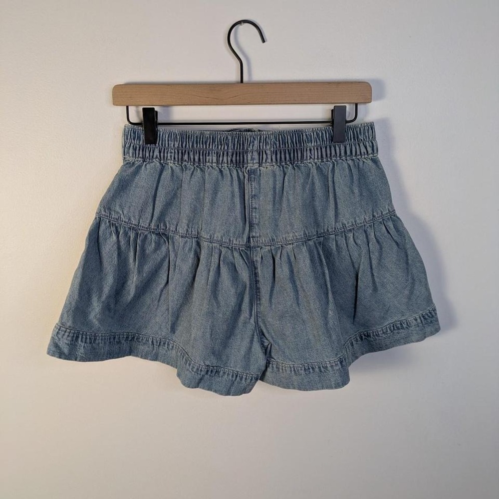 Free People Fleur Denim Mini Short/Skirt With Button Front and Pockets - Picture 3 of 6